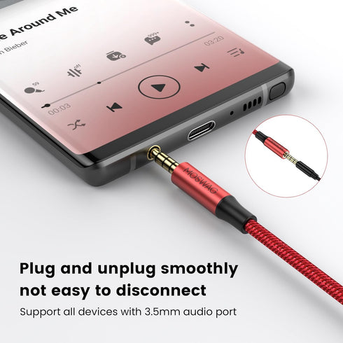 MOSWAG 3.5mm Male to Female Extension Cable with Microphone, Nylon Braided, Compatible with Smartphones, Headphones,