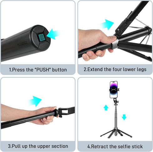 WOVTE 52" 16/15/14/13/12 Magnetic Selfie Stick Tripod, Tripod for iPhone with Rechargeable Remote, Portable Selfie