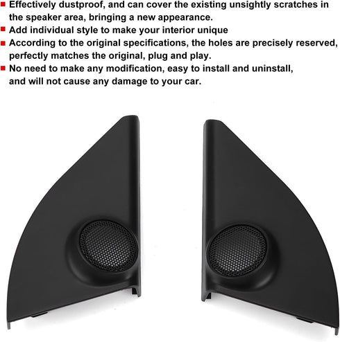 Qiilu Front Door Pillar Tweeter Cover, 2pcs Car Tweeter Speaker Cover Trim for RAV4 2014-2019
