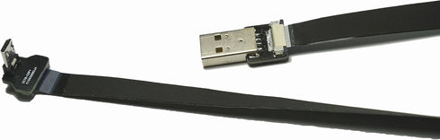 FFC Micro USB FPV Flat Slim Thin Ribbon FPC Cable Black 90 Degree to Standard USB A for Charging and Sync (40CM)