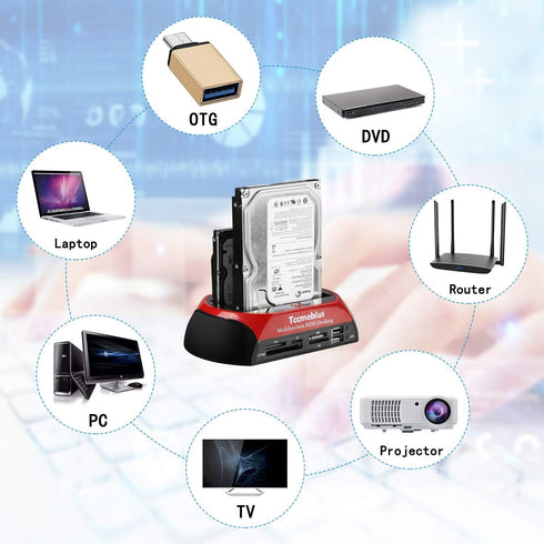 Tccmebius TCC-S862-US 2.0 2.5 3.5 Inch 1 2.0 2.5" 3.5" Hard Drive Docking Station, USB to SATA IDE Dual Slots External