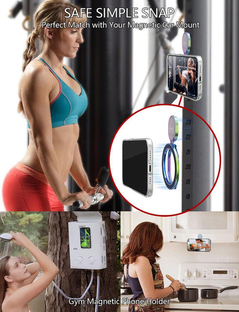 Magnetic Phone Grip for MagSafe Ring Holder - Allengel Gym Magnetic Grip with Adjustable Stand for iPhone 14/13/12