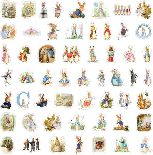 LTZSTONE Pack (55PCS) Peter Rabbit Stickers Vinyl Decals for Laptops, Water Bottles, Hydro Flask, Phone, Skateboard