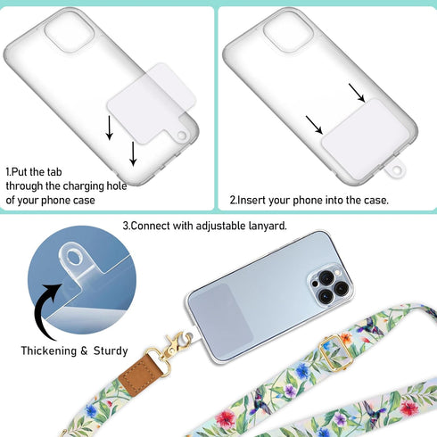 Piefly Phone Lanyard Crossbody Wrist Strap, Bird Cell Phone Lanyards for Around the Neck Wristlet Shoulder, Adjustable