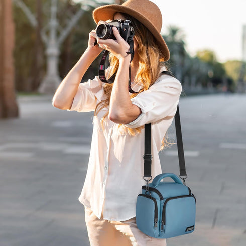 G-raphy Camera Bag for Mirrorless Cameras, Teal Camera Case with Removable Dividers and Straps for DSLR Cameras, Lenses