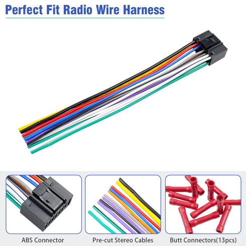 16-Pin Kenwood ISO Stereo Wiring Harness Adapter for Car Radios