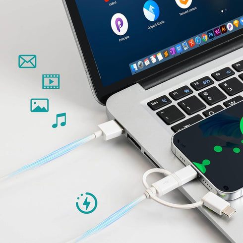 3 in 1 Charge & Sync Cable for Phone 15/14, iPad, HTC, LG, Samsung Galaxy, Sony Xperia and More (2 Pack, 3.4ft)