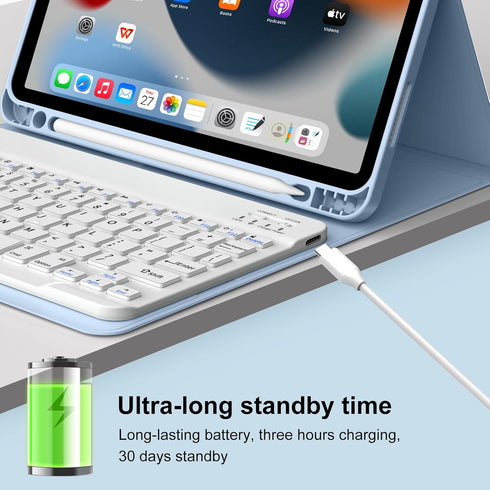 New Keyboard Case for iPad 10th Generation 2022 10.9 Inch, Smart Case with Detachable Wireless Bluetooth Keyboard, Soft