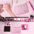 Cable Organizer Bag, Pink Travel Accessories Carry Case for Cable, Charger, Phone, USB, SD Card with Ties