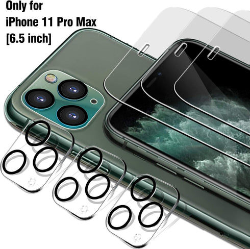 Ferilinso 3 Pack Screen Protector for iPhone 11 Pro Max with 3 Pack Tempered Glass Camera Lens Protector Phone Case Friendly Ultra Accessories Protector de Pantalla for Apple iPhone 11 Pro Max