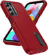 Galaxy A15 5G Case with Kickstand, 3-Layer Military Grade Protective Cover, Shockproof Silicone - Red/Black