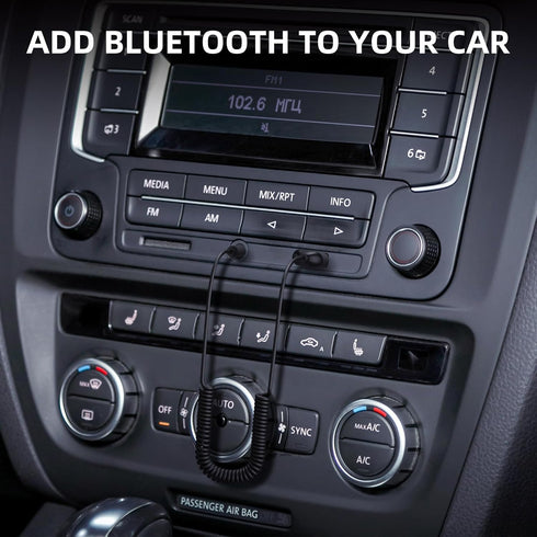 Smof 5.2 3.5mm Aux to Bluetooth Adapter Bluetooth Receiver with Built-in Microphone Aux Input for Music Streaming