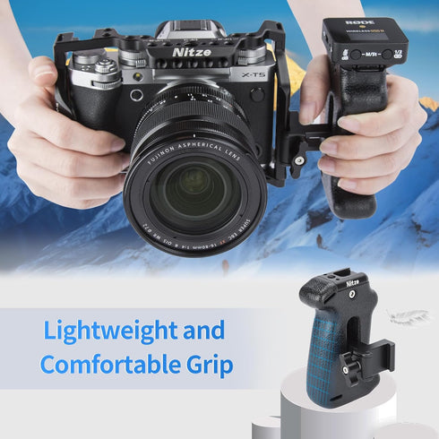 Nitze NATO Side Handle for Camera, Adjustable with Cold Shoe and 1/4" Locating Hole, PA22-H3