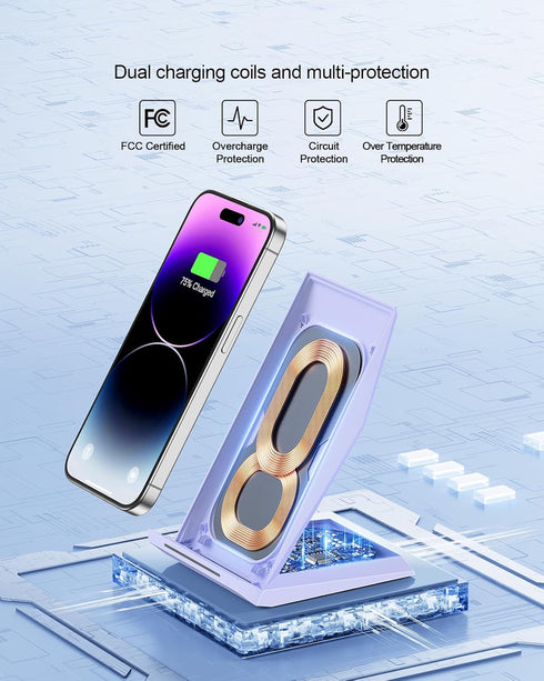 NANAMI Wireless Charger, Fast Qi-Certified Charging Stand for Apple iPhone 16/16 Plus/16 Pro/16 Pro Max, Desktop Charger