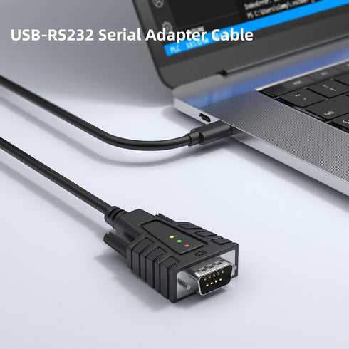 DriverGenius USB C to Serial RS232 DB9 Adapter Cable with 3 x LED Indicators, Compatible with Windows 11, macOS