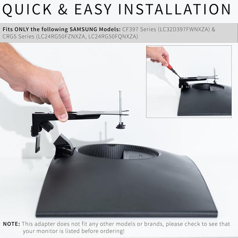 VIVO Quick Attach VESA Adapter Plate Bracket for Samsung CF397 and CRG5 Monitors, 24 and 32 inch Full HD Curved Screens