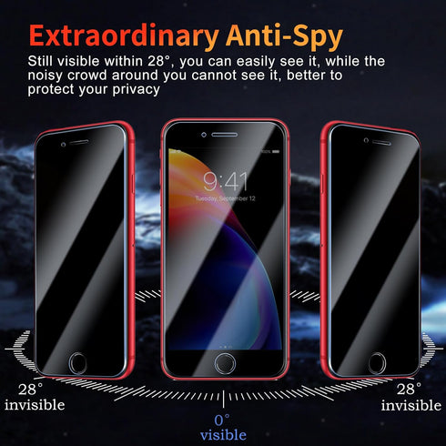 Privacy Screen Protector for iPhone 8 Plus/7 Plus, 3 Pack Tempered Glass Film, Anti-spy, Scratch Resistant, 9H Hardness
