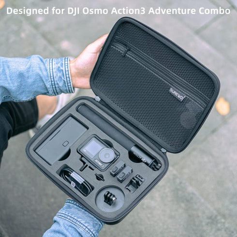 SUREWO Waterproof Carrying Case for DJI Action 4, Travel Portable Bag Compatible with Osmo Action 4/3 Accessories