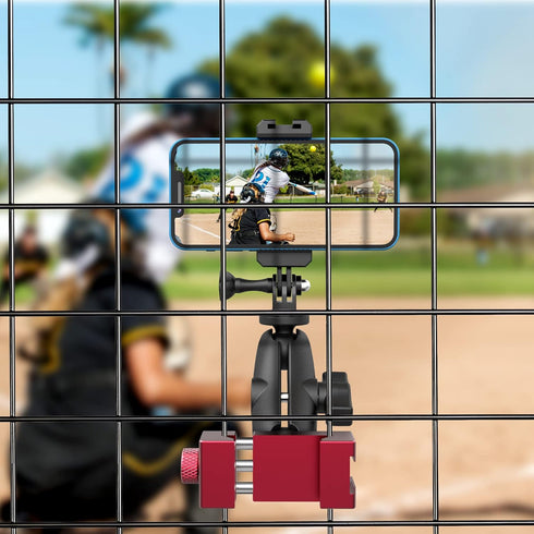 Upgraded Aluminum Fence Mount for iPhone, Compatible with GoPro 12 11 10 9, Action Cameras for Sports Recording