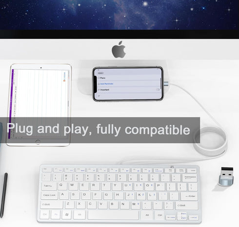 Ultra-Slim 78keys USB-C Mini Wired Keyboard with Media Hotkeys for Apple Mac Pro, MacBook, iMac, Air, Mac Mini, Windows