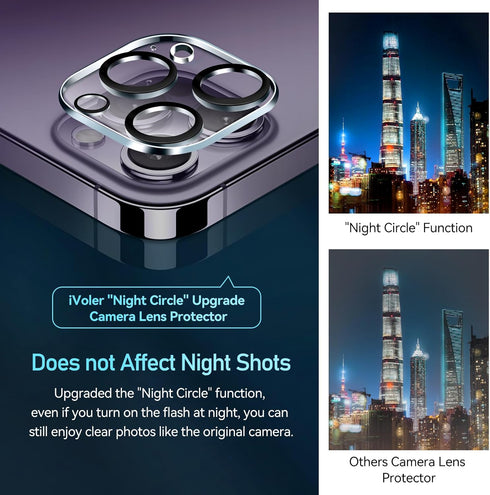 ivoler 4-Pack Tempered Glass Camera Lens Protector for iPhone 14 Pro Max, 15 Pro Max, 15 Pro, 14 Pro 6.1''