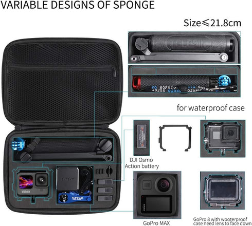 SUREWO Waterproof Carrying Case for GoPro Hero 12/11/10/9/8/7, DJI Osmo Action, Medium