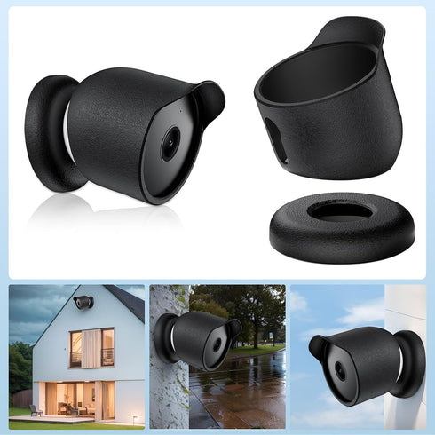 Google Nest Cam Case Cover, Outdoor/Indoor Waterproof & Dustproof Silicone Protective Skin for Google Nest Cam (Black)