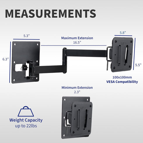 VIVO Sturdy Plastic Polymer and Steel RV TV Mount with Articulating Arm, Holds up to 22 lbs, Black