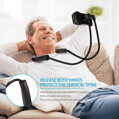 YUNLEJP Lazy Neck Phone Holder,Cell Phone Stand for Bed Around Neck,Hand Free Flexible Tablet Holder for Bed (Spring