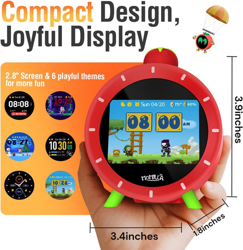 2.8" 4 MOMILLA Kids Alarm Clock for Bedrooms, Visual Timer with LCD Display Alarms, Digital Clock with White Noice