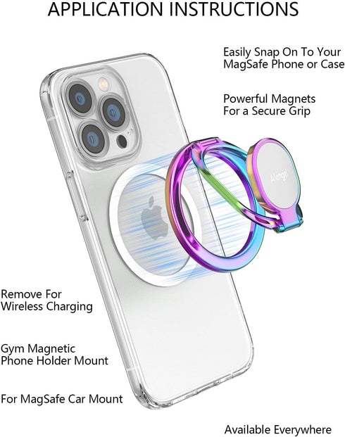 Magnetic Phone Grip for MagSafe Ring Holder - Allengel Gym Magnetic Grip with Adjustable Stand for iPhone 14/13/12
