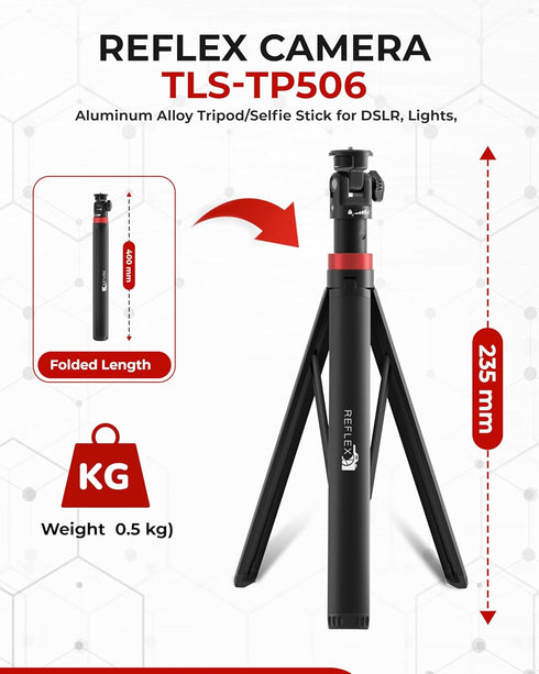 Reflex Camera 76" 190cm 1/4" 180 Lightweight Tripod Stand Extendable Aluminum up to in Height, Lightweight & Portable