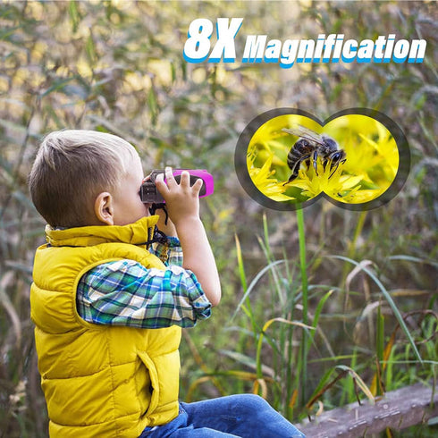 VNVDFLM Binoculars Toys for Children, Birthday Gifts for 4-9 Years Old Boys and 5-12 Years Old Girls, Pink