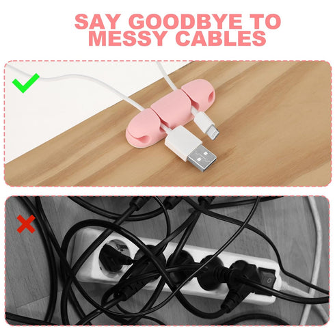 3PCS Cable Clips, Cute Pink Cord Wire Organizer, Electrical Cable Management Holders for Office and Home Desk