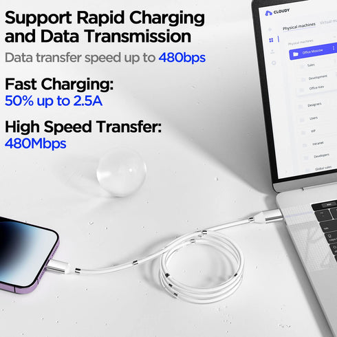 Magnetic Charging Cable, 6FT, Super Organized Charging Magnetic Absorption Nano Data Cable for iPhone