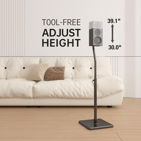 USX MOUNT Universal Speaker Stands, Height Adjustable 30.0" to 39.1" for Satellite & Small Bookshelf Speakers, 1 Pair