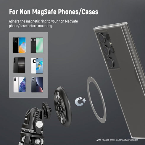 NEEWER 15 15 14 13 12, 1/4" PA010 Magnetic Phone Tripod Mount Adapter with Adhesive Magnetic Ring Compatible