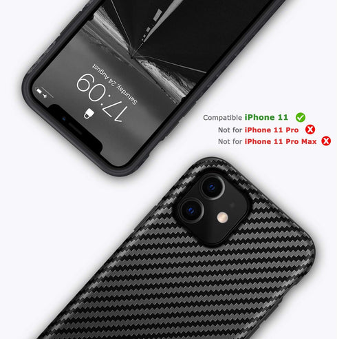 Tasikar Compatible with iPhone 11 Case, Carbon Fiber Leather Design with TPU Bumper, Premium Hybrid Case (Black)