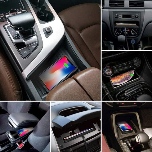 POLMXS Wireless Charger Car Charging Pad - 15W Fast Non-Slip Phone Charger Compatible with iPhone and Galaxy Models
