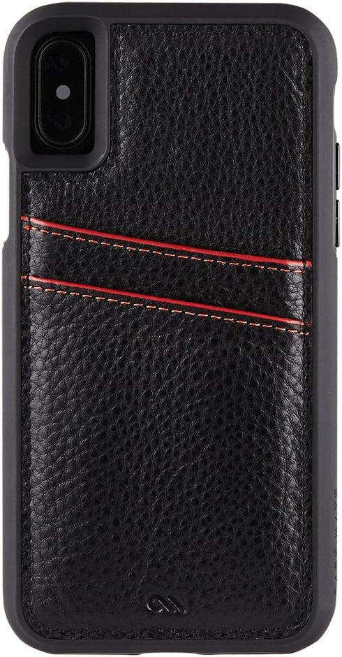 Case-Mate Tough ID Case for iPhone X - Leather Wallet, Slim Protective Design for iPhone 10 - Black
