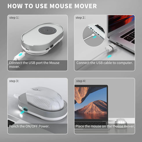 Mouse Jiggler, Undetectable Mouse Mover Device with USB Cable and USB C Adapter, Keep PC Screen Active