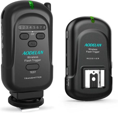 Wireless Flash Trigger 2.4 GHz with Transmitter and Receiver for Canon, Nikon, Panasonic, Olympus, Fuji, Pentax, Sony