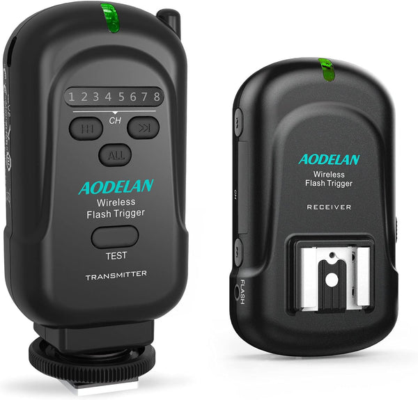 Wireless Flash Trigger 2.4 GHz with Transmitter and Receiver for Canon, Nikon, Panasonic, Olympus, Fuji, Pentax, Sony