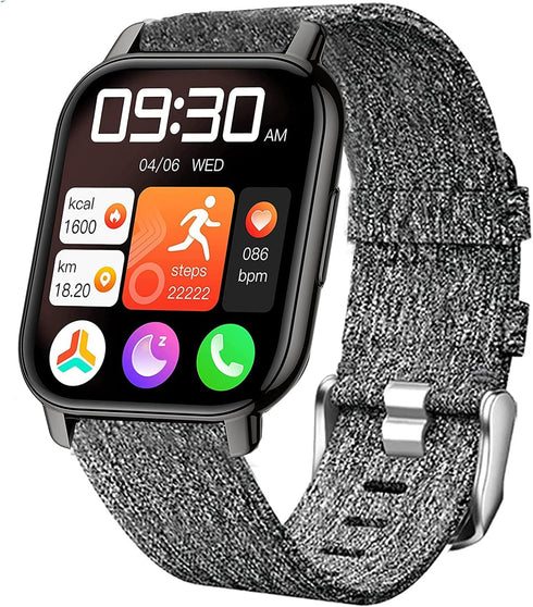 Lamshaw Breathable Nylon Woven Fabric Strap for Popglory P66 Smart Watch, Compatible with MorePro H56/LESIDO CS08
