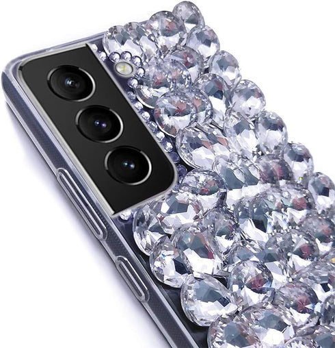 Bonitec Compatible with Galaxy S21 Case - 3D Glitter Sparkle Bling Luxury Rhinestone Diamond Bumper