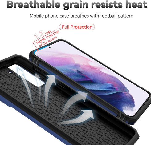 Samsung Galaxy S21 5G Protective Case - Navy Blue, Dual Layer, Kickstand, Magnetic Ring Holder, Drop Tested, Screen