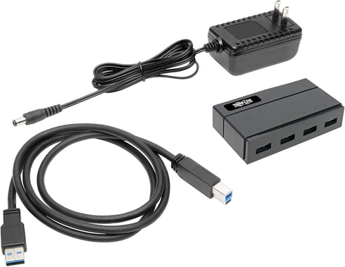 Tripp Lite 4 Port Powered USB Hub, USB 3.0, 2.4A, USB-A Ports, Black (U360-004-2F)