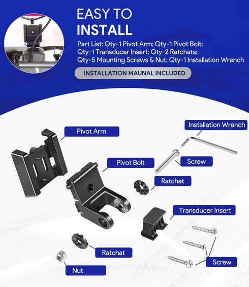 7400931 MHX XNT Transducer Bracket, Transom Mounting Hardware Kit for XHS Model Transducers, Black