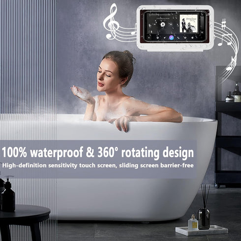 Shower Phone Holder Waterproof, Anti Fog High Sensitivity Touch Screen, 360° Rotation Wall Mount Shower Case for Phone,