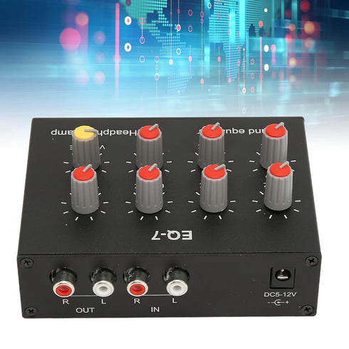 7 12dB 3.5mm Band Sound Equalizer, Output Input, High Bass Adjustment, Two Channel Digital Equalizer, Interface